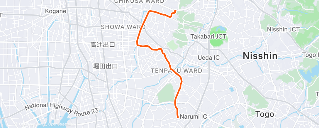 Map of the activity, たいしy…ライド