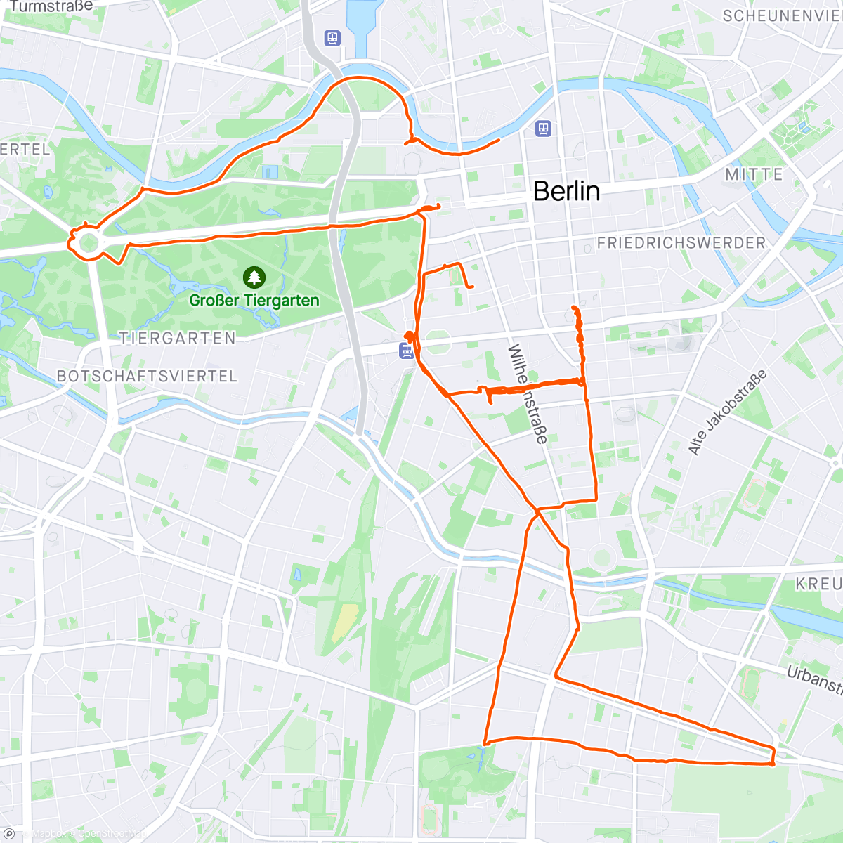 Map of the activity, Fietsen en wandelen door Berlijn met z'n drietjes