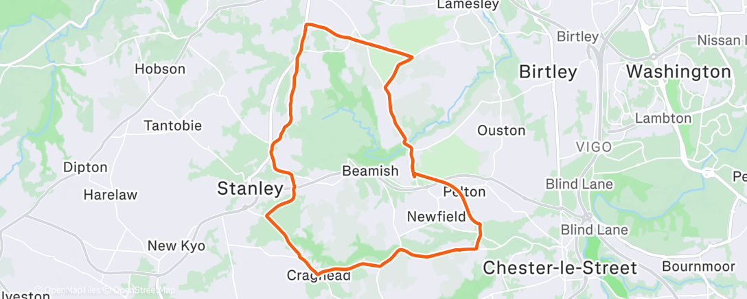 Map of the activity, Lunch Ride