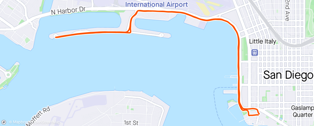 Map of the activity, San Diego waterfront run