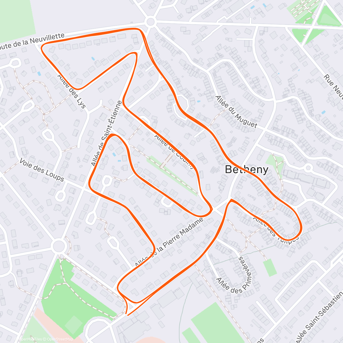 Карта физической активности (Corrida de Bétheny  4'09" ✅)