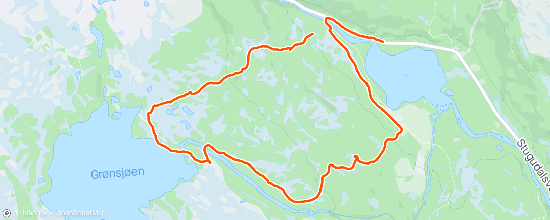 活动地图，Mosjøen - Grønsjøen på hardt underlag
