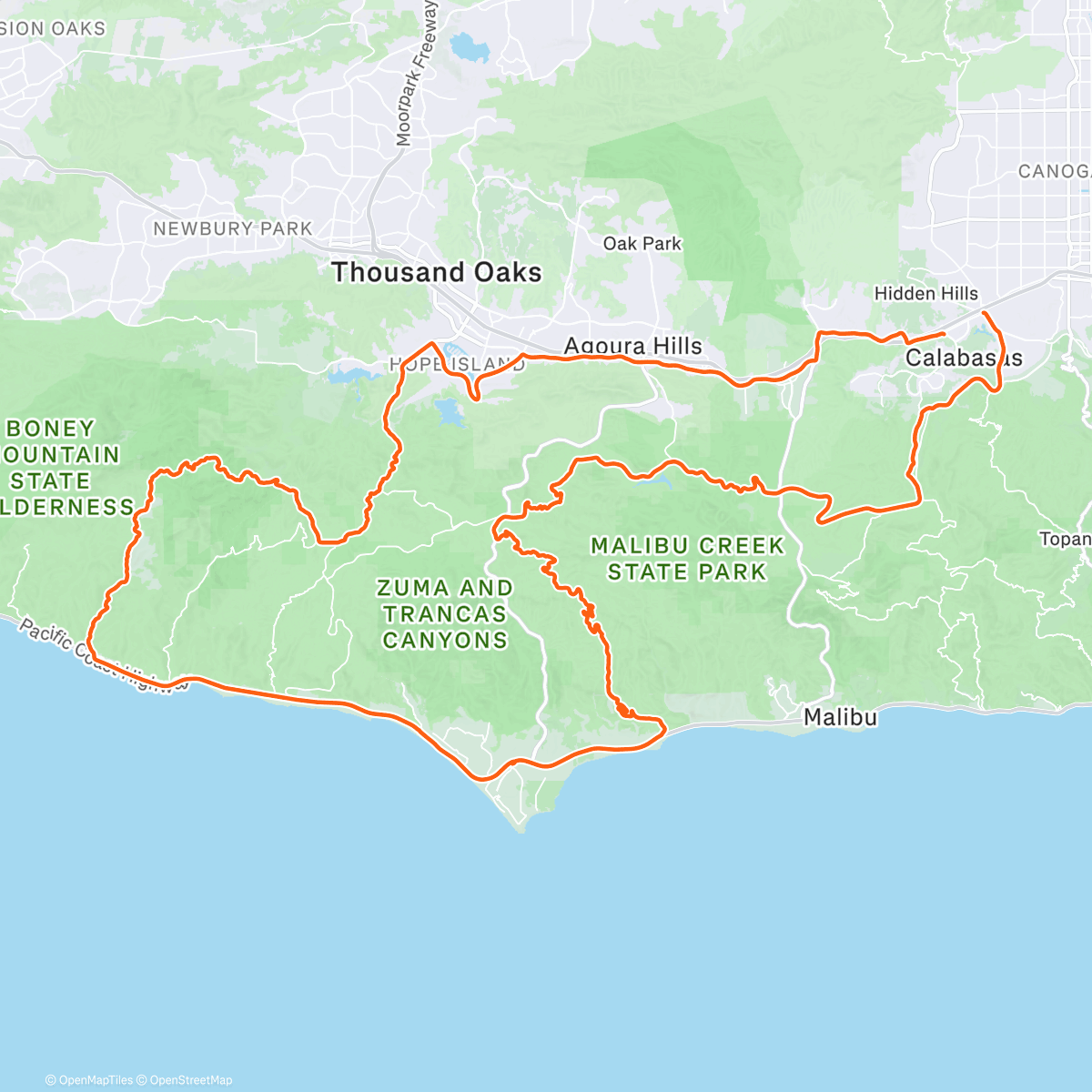 Map of the activity, Santa Monica Mountains with Hummingbird Fuel