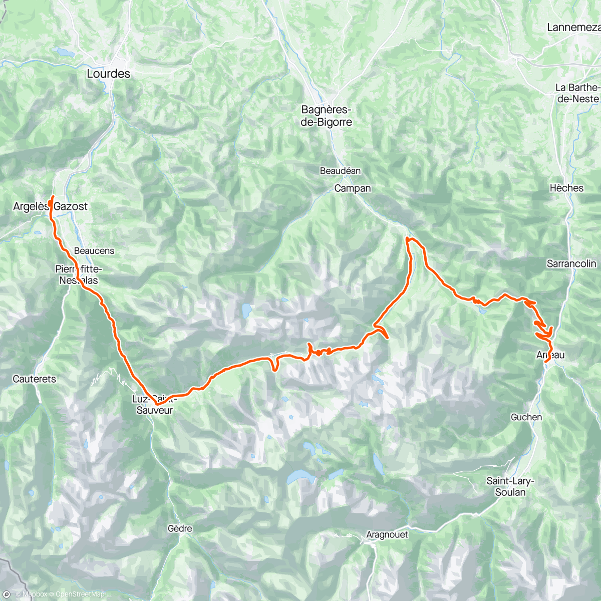 Map of the activity, Le Raid Pyrénéen