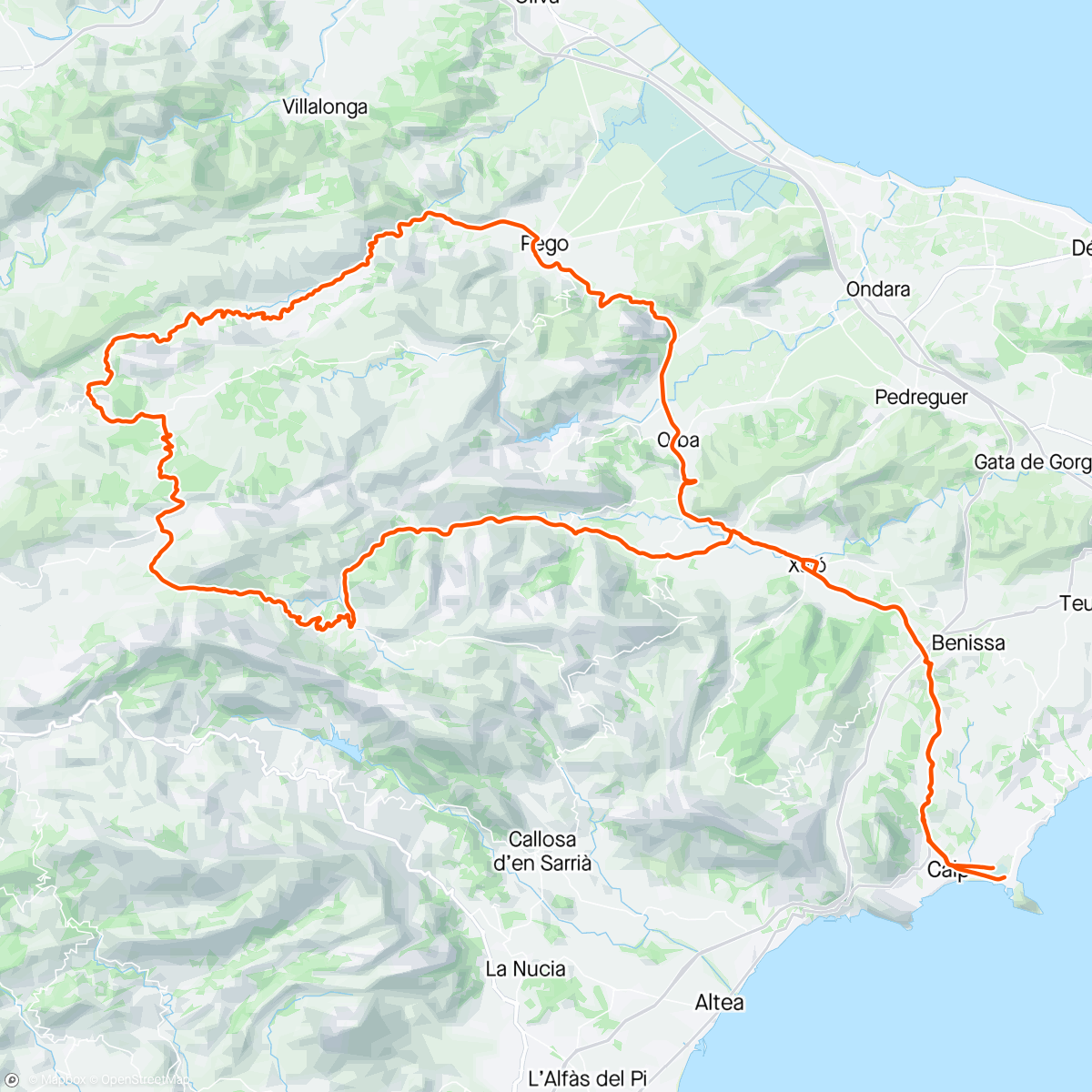 Map of the activity, ☀ Stage Émotion Bike : Calp J6, la der