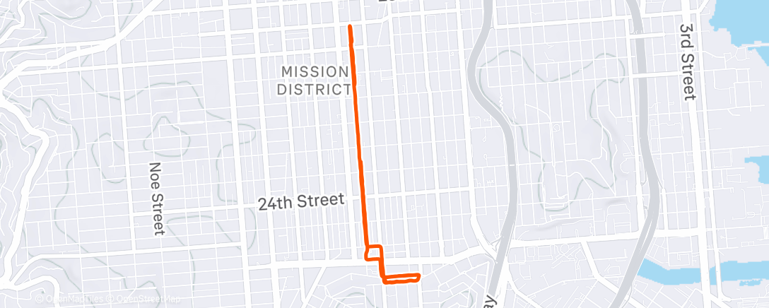 Map of the activity, Afternoon Run