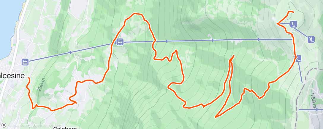 Map of the activity, Monte Baldo (1760m) DOWN to Malcesine. 🥵
