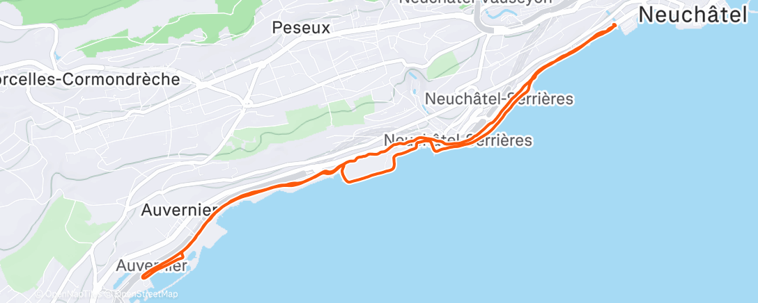 Map of the activity, Course à pied dans l'après-midi