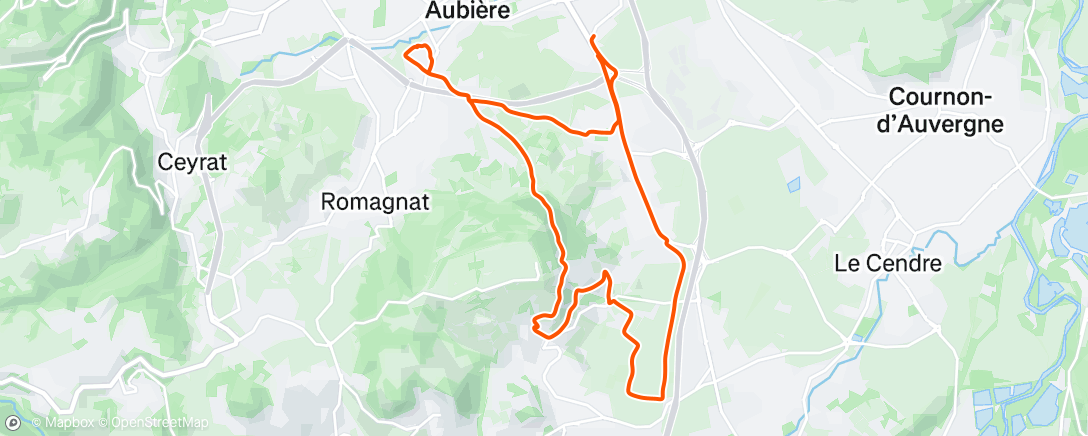 Map of the activity, Sortie vélo le midi