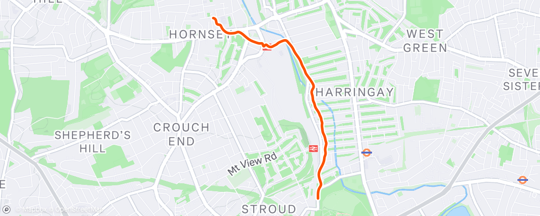 Map of the activity, Evening Run