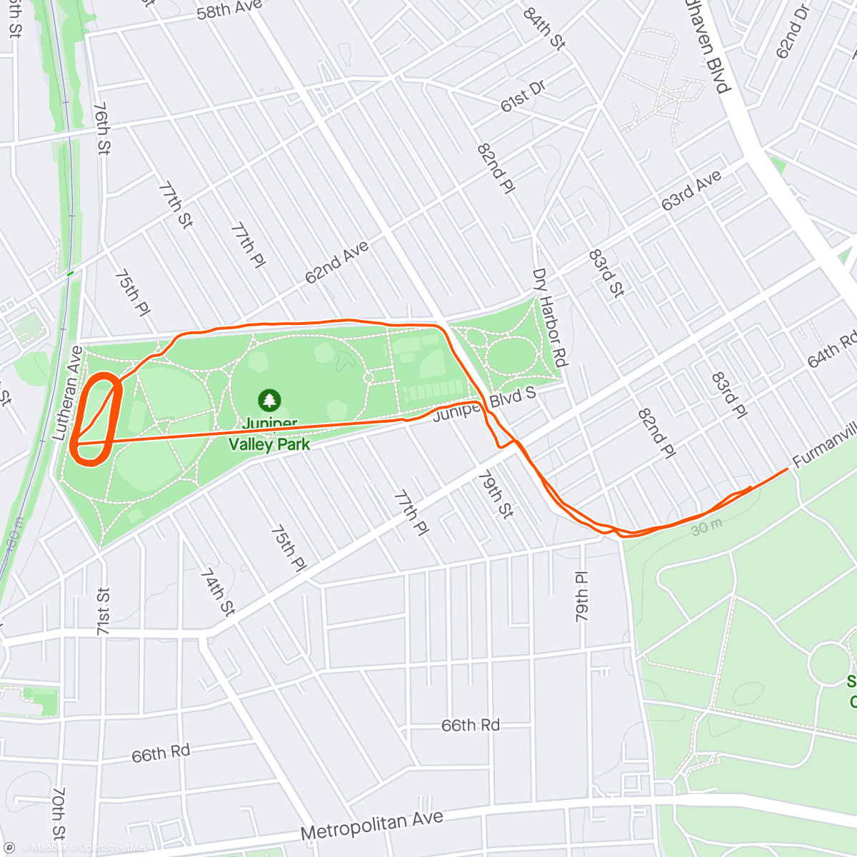 Map of the activity, 3x2k; aborted 4th rep