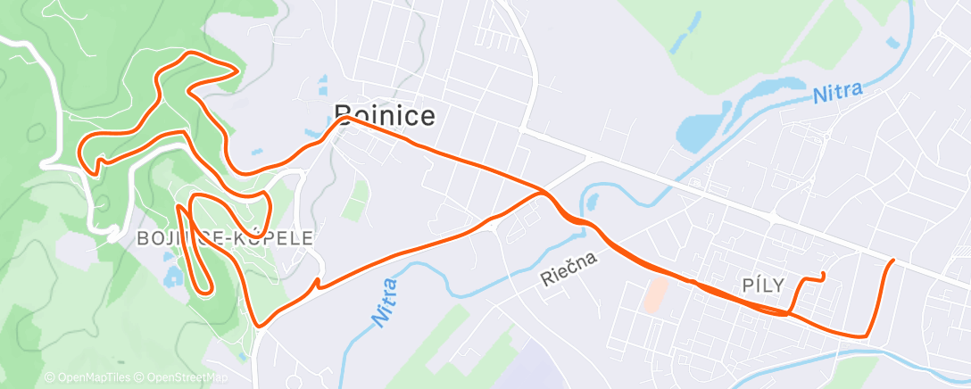 Map of the activity, Afternoon Run