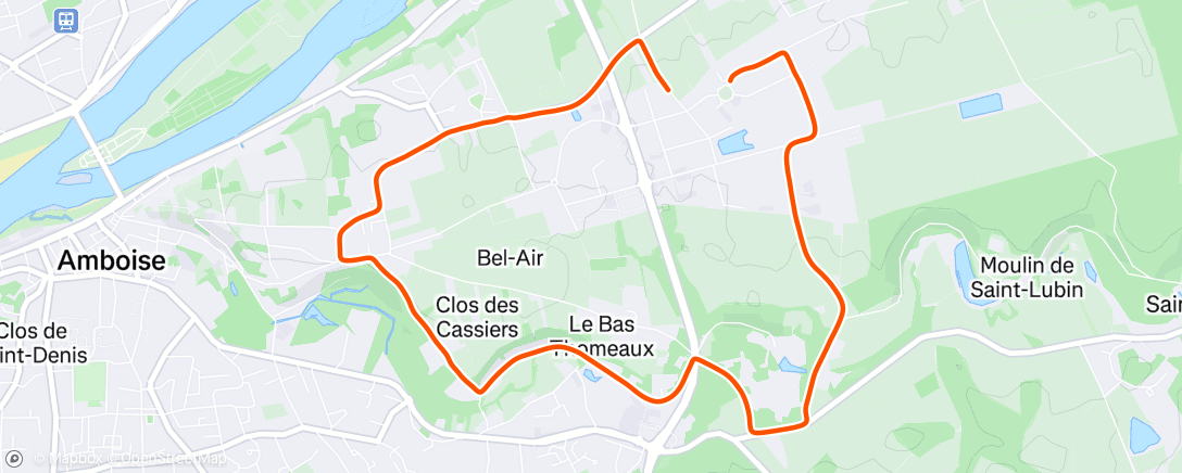 Map of the activity, Course à pied le midi