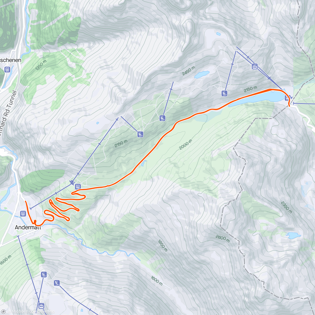 Mapa da atividade, Oberalppass