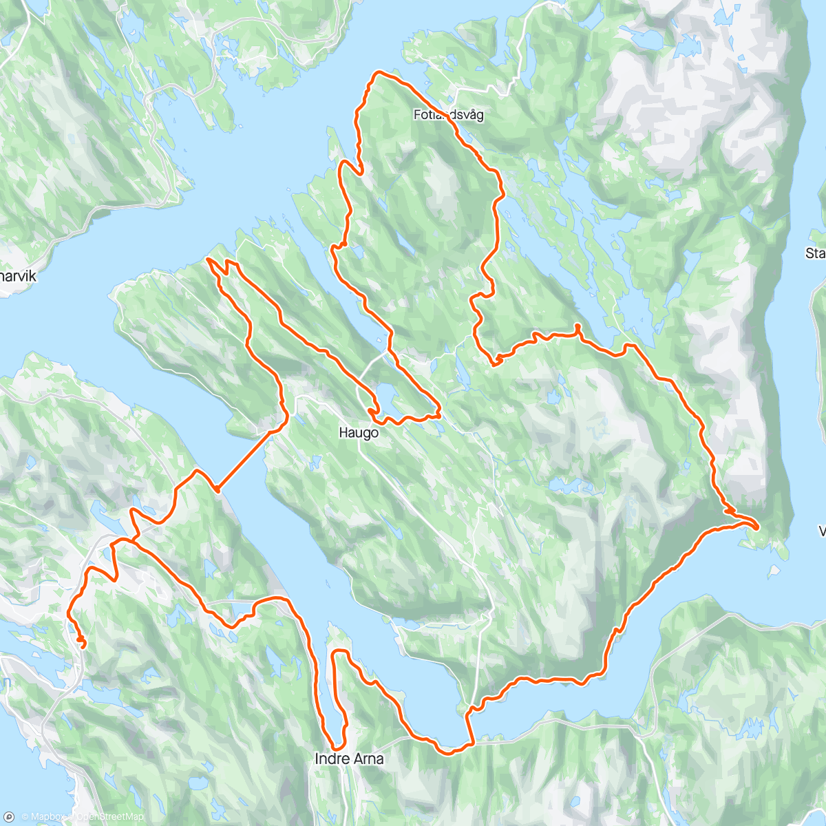 Map of the activity, Osterøyrunde med Bjarne