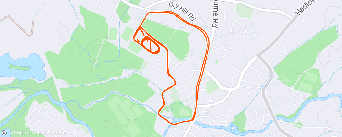 Map of the activity, 4 x 600m off 5 mins