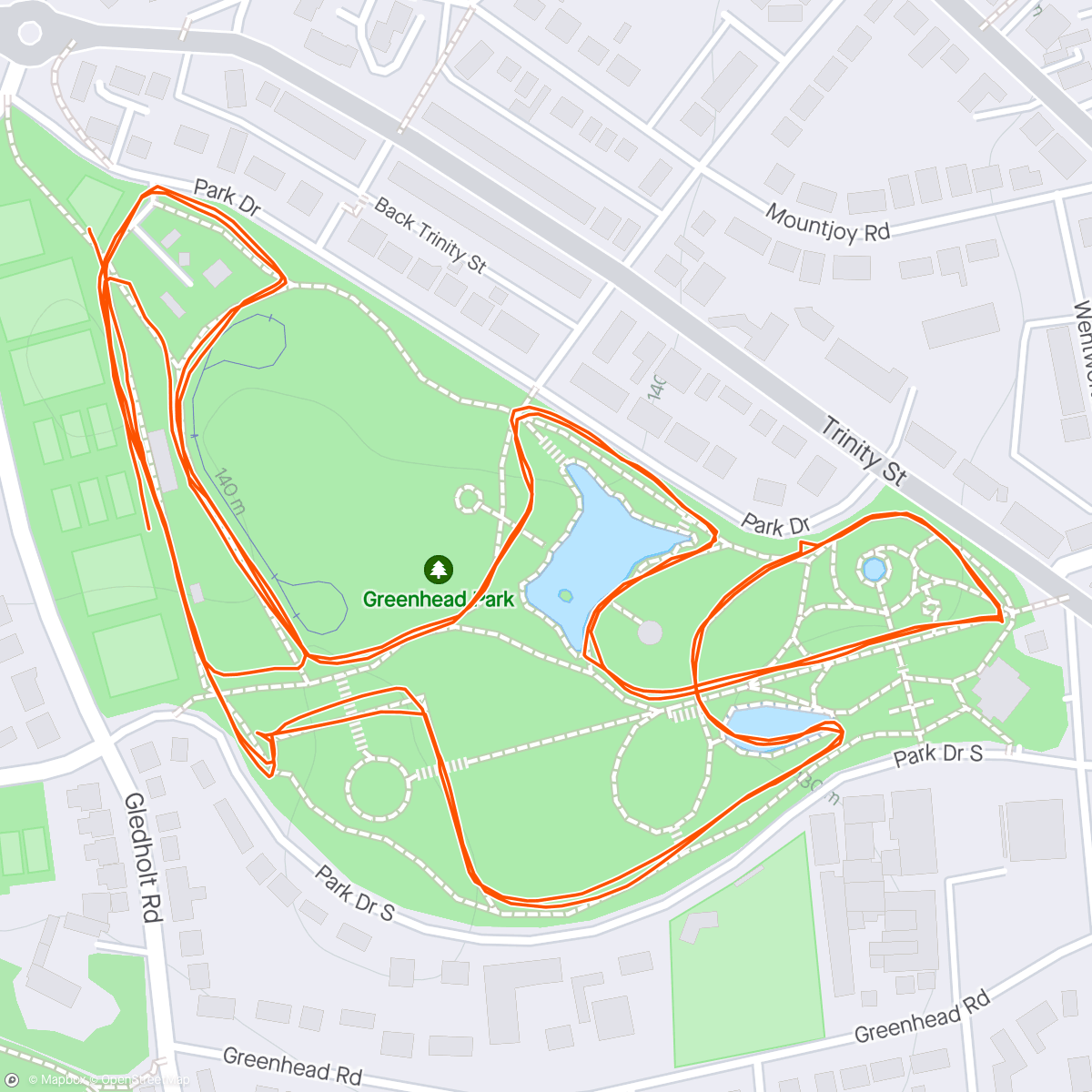 Map of the activity, Parker’s 50th parkrun
