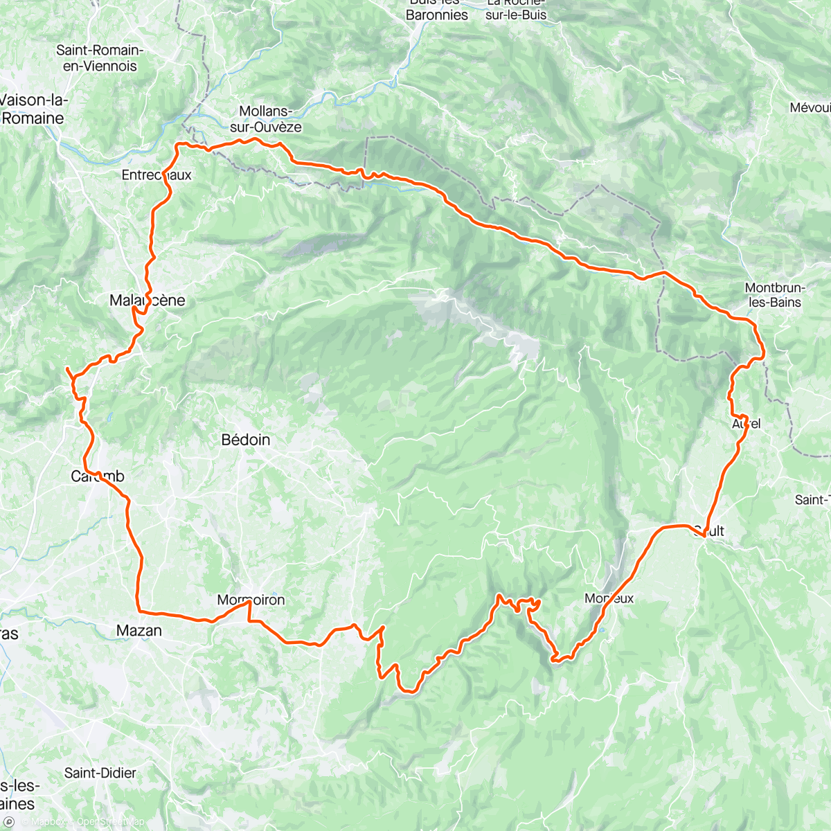 Mapa da atividade, Tour du Mt Ventoux
