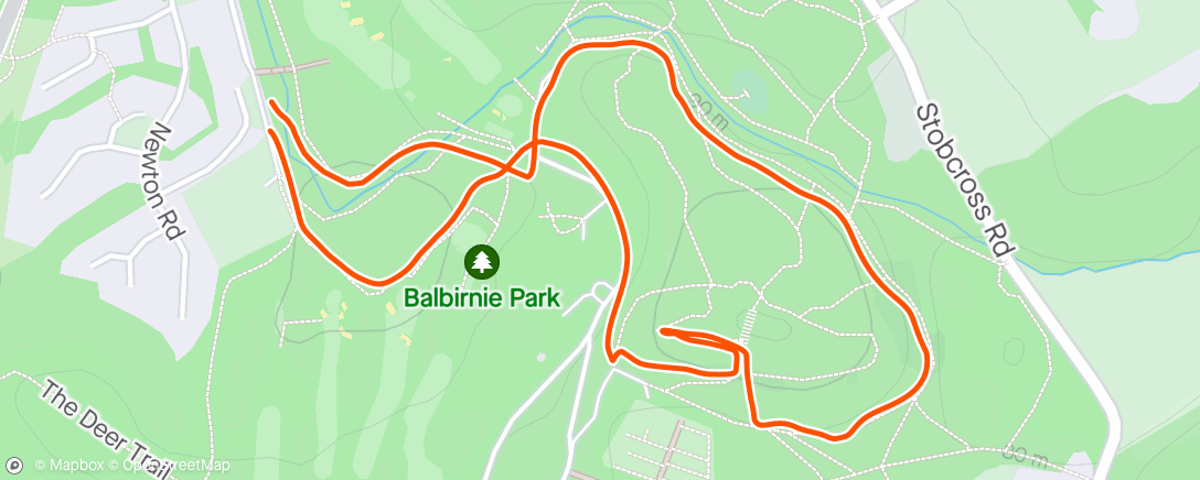 Map of the activity, Lunch Run with Ben