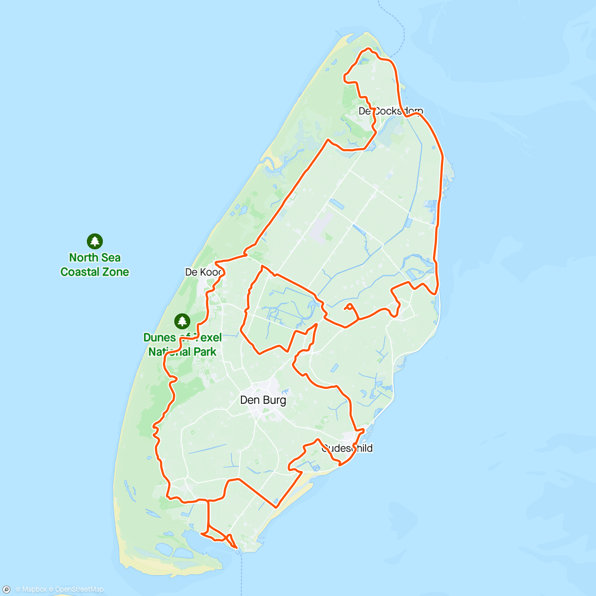 Map of the activity, MTB Route Texel
