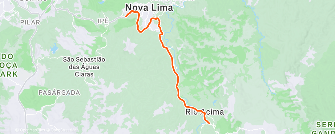 Map of the activity, Pedalada de mountain bike ao entardecer