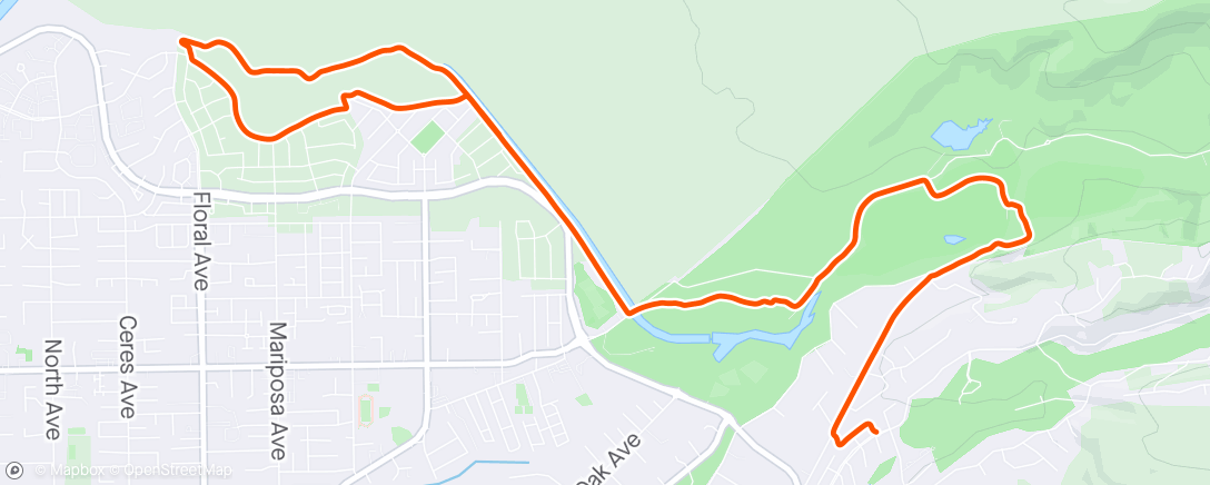 Map of the activity, Mountain Bike Ride. Broke into two parts.  2nd part.