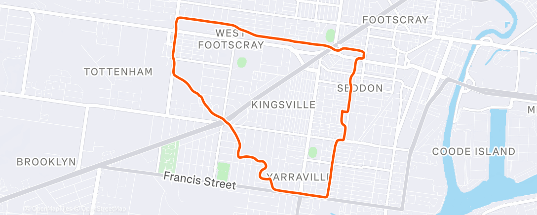 Map of the activity, Afternoon Run