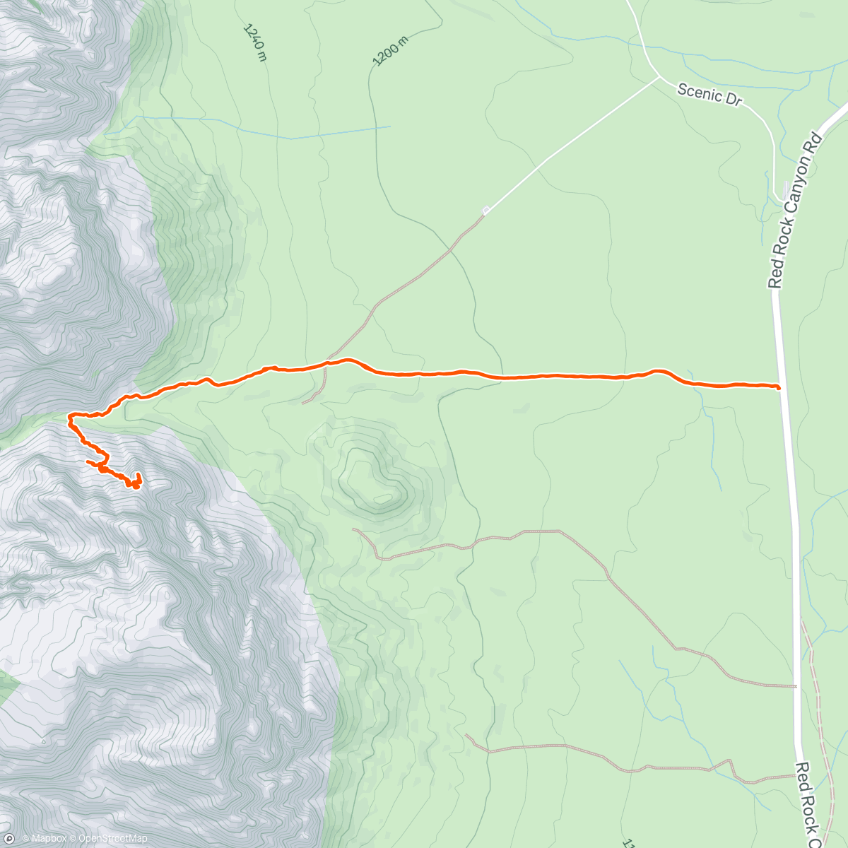 Map of the activity, Oak Creek Overlook hike and scramble
