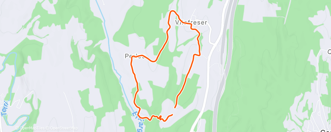Map of the activity, Afternoon Run