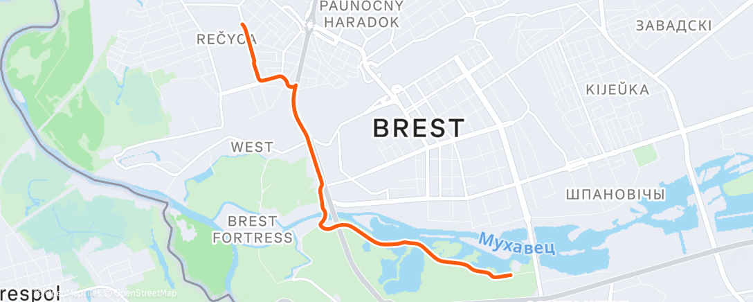 Map of the activity, Домой с пробежки