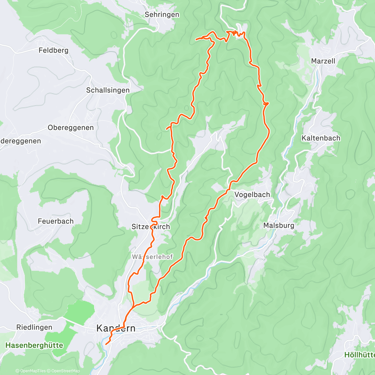 Map of the activity, Hinauf zum Blauen