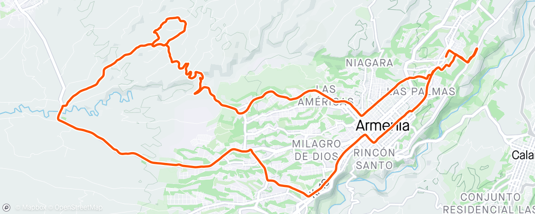Map of the activity, Vuelta en bicicleta de montaña vespertina