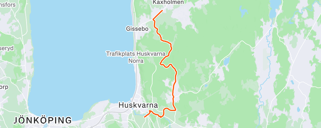 Map of the activity, 5 x 8 min, 1 min vila hem från allmänhetens åkning på Vapenvallen