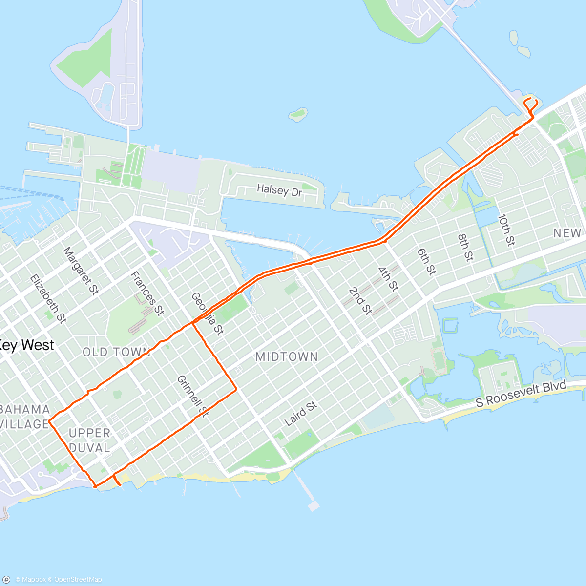 Map of the activity, I ran clear to the ocean