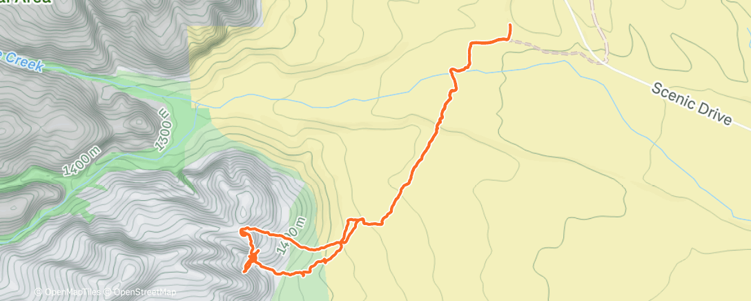 Map of the activity, Morning Rock Climb