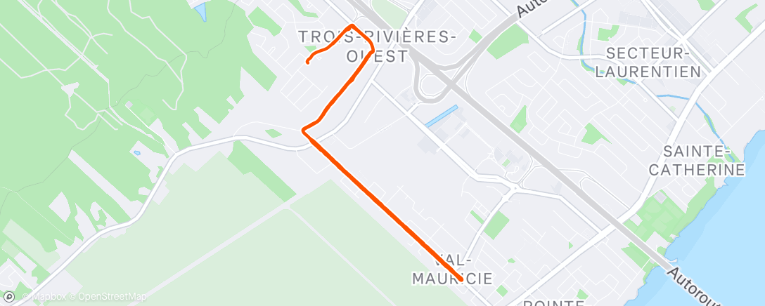 Map of the activity, Course à pied le soir