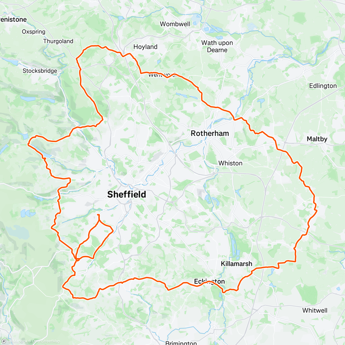 Map of the activity, Ring of Steel Audax (The route, not the event)