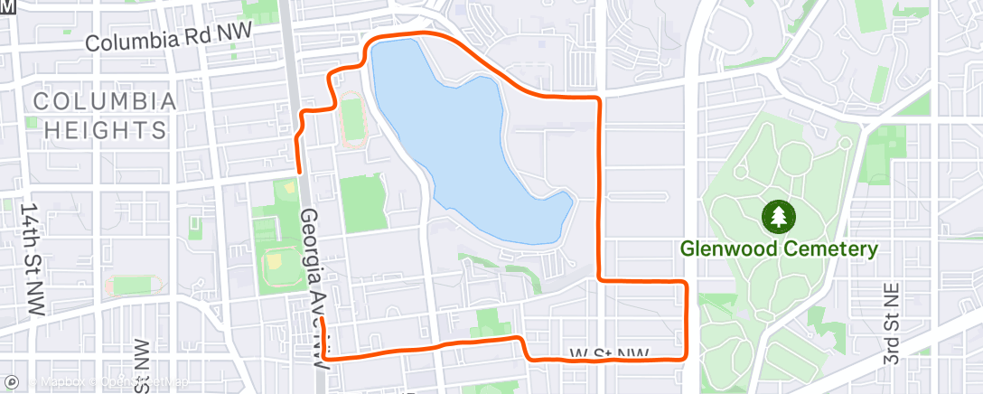 Map of the activity, Afternoon Run