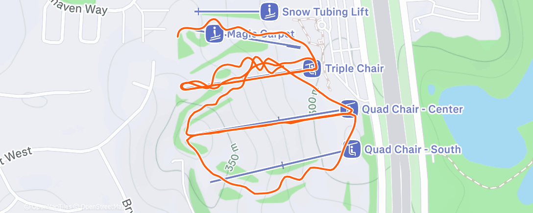Map of the activity, Final runs at Buck Hill