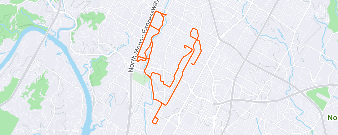 Mapa de la actividad (Shoal Creek laps with Oliver)