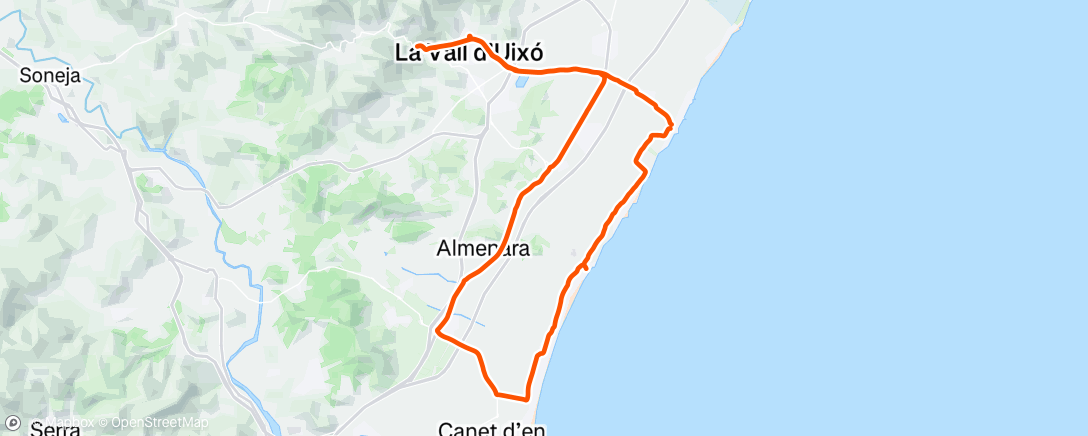 Map of the activity, Bicicleta por la mañana