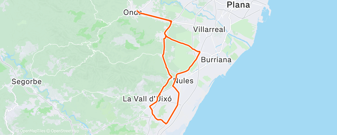 Map of the activity, Bicicleta a la hora del almuerzo