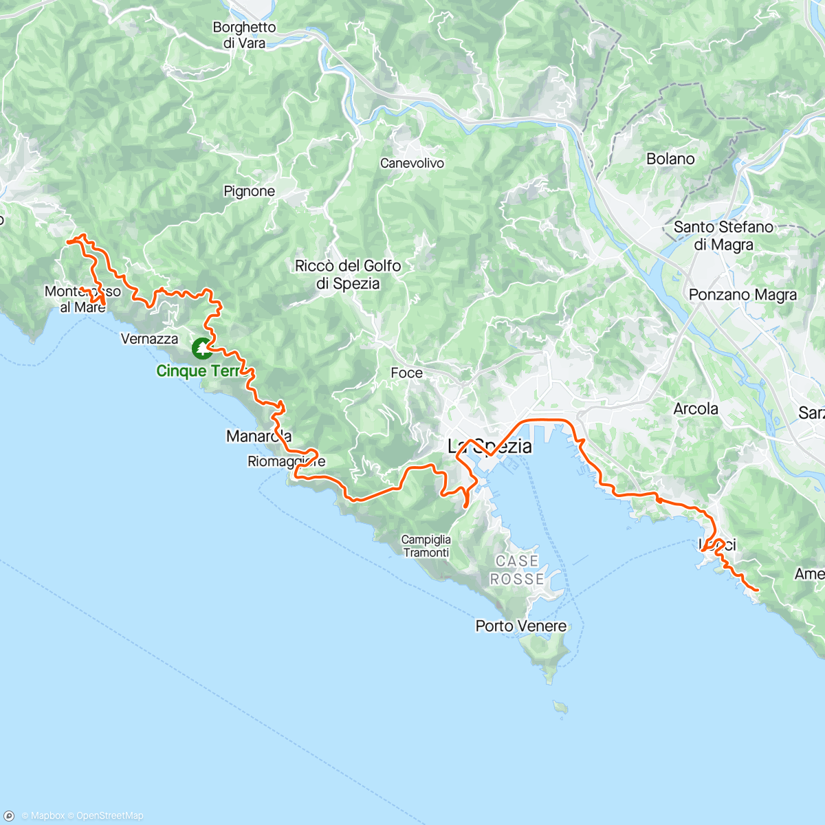 Map of the activity, Cinqe Terre