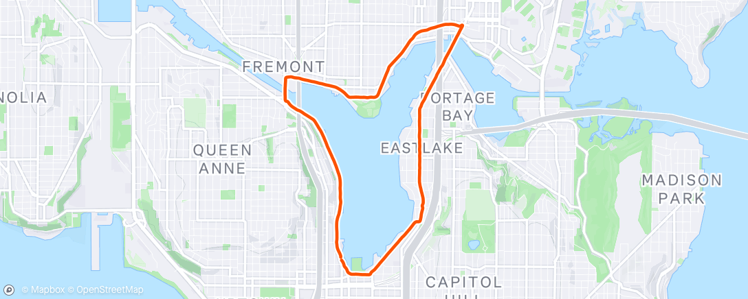 Map of the activity, Around Lake Union with Chris and Mike