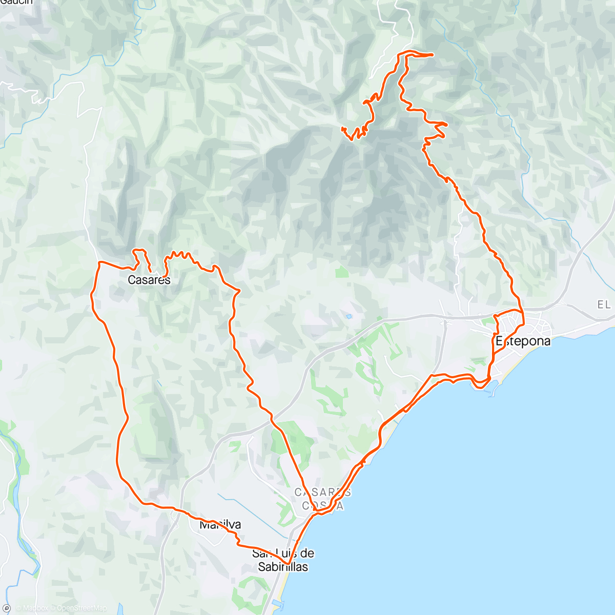 Mapa de la actividad, Casares-Manilva-Estepona-Peña’s Blancas-Los Reales