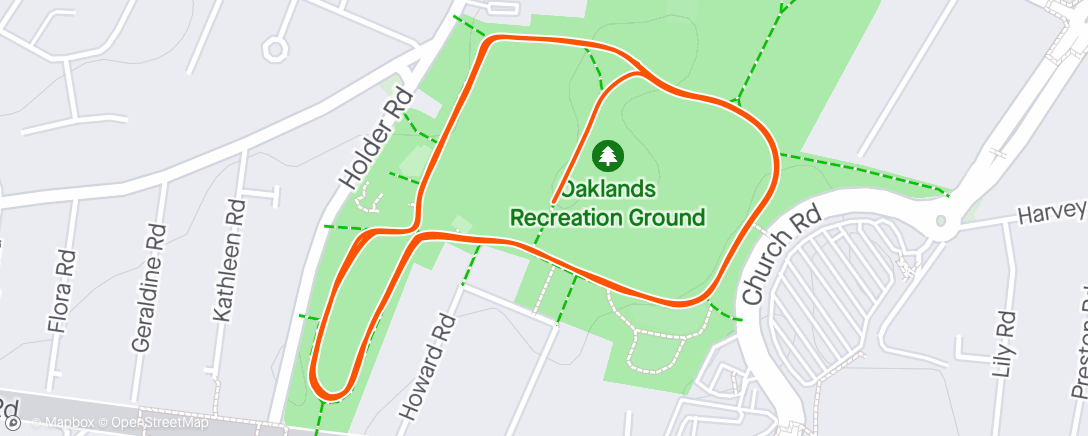 Map of the activity, Oaklands Parkrun