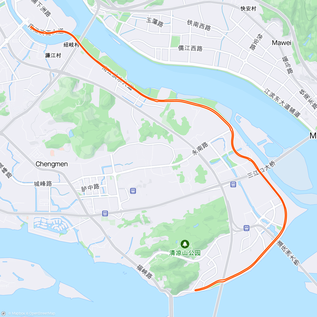 Map of the activity, 海峡会展-三江口-海峡会展夜骑团练
