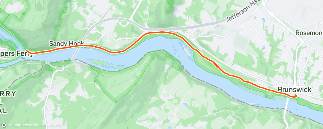 Map of the activity, Evening Ride