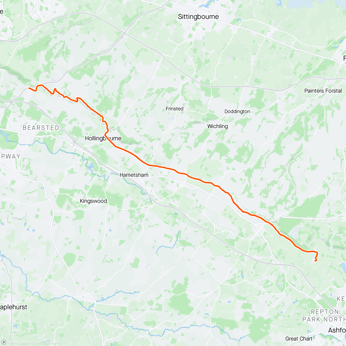 Mapa da atividade, A wet and windy out and back long run along the NDW, with a tasty bit of elevation in the middle🏃🏼‍♀️🌳