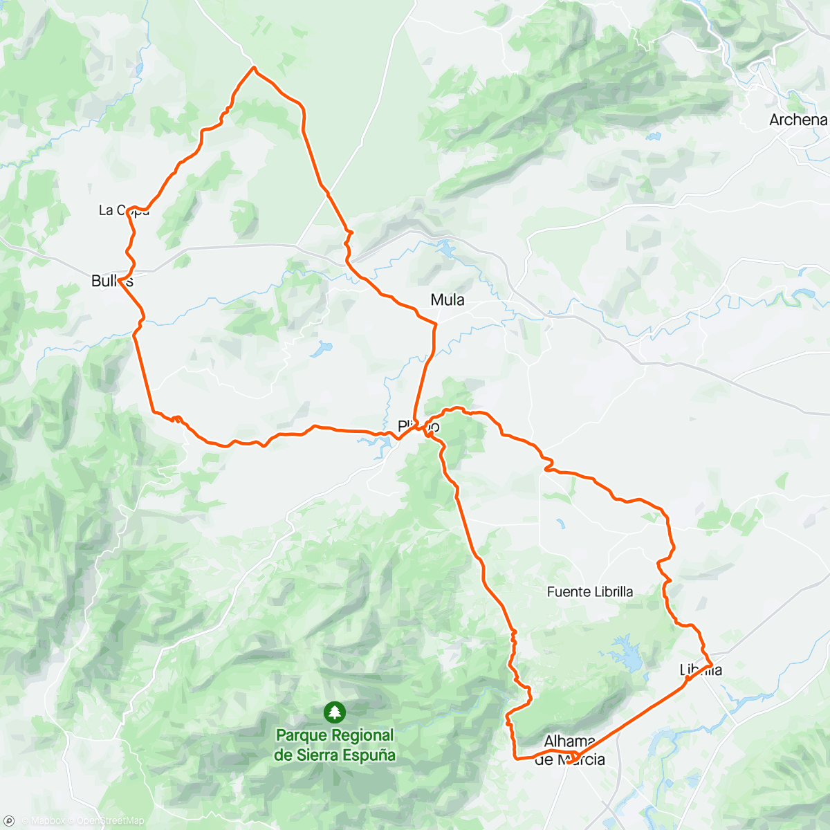 Map of the activity, Copa de Bullas